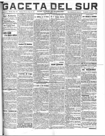 'Gaceta del sur : diario católico de información' - Año III Número 878 (20/12/1910)