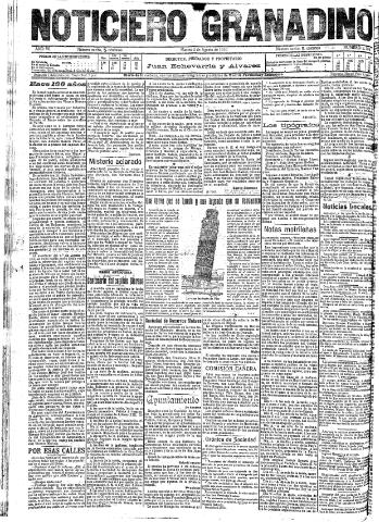 'Noticiero Granadino' - Año VII Número 2186 (02/08/1910)