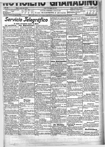 'Noticiero Granadino' - Año VII Número 2206 (22/08/1910)