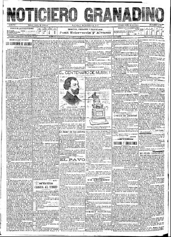 'Noticiero Granadino' - Año VII Número 2327 (21/12/1910)