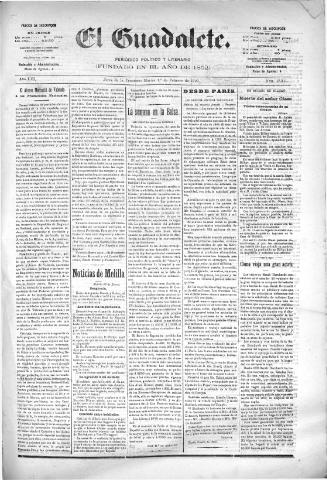 'El Guadalete : periódico literario y de interés general' - Año LVI Número 17311 (01/02/1910)
