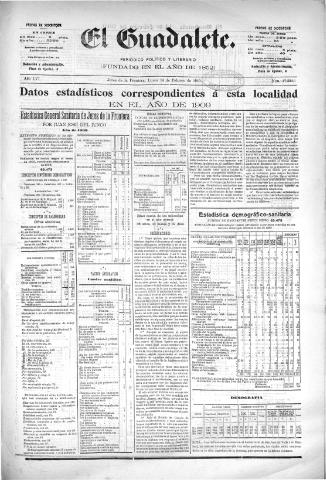 'El Guadalete : periódico literario y de interés general' - Año LVI Número 17324 (14/02/1910)