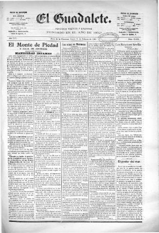 'El Guadalete : periódico literario y de interés general' - Año LVI Número 17331 (21/02/1910)