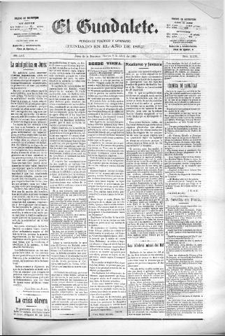 'El Guadalete : periódico literario y de interés general' - Año LVI Número 17376 (08/04/1910)
