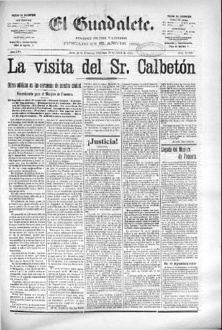 'El Guadalete : periódico literario y de interés general' - Año LVI Número 17392 (24/04/1910)