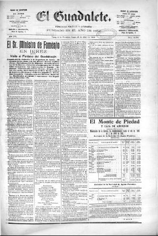 'El Guadalete : periódico literario y de interés general' - Año LVI Número 17393 (25/04/1910)