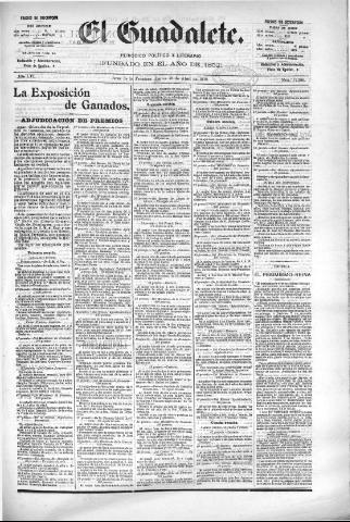 'El Guadalete : periódico literario y de interés general' - Año LVI Número 17396 (28/04/1910)