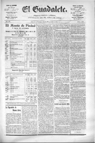 'El Guadalete : periódico literario y de interés general' - Año LVI Número 17397 (29/04/1910)