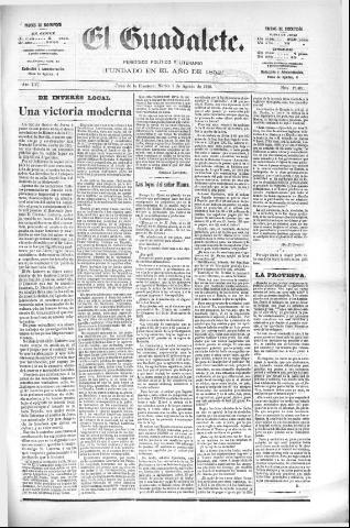 'El Guadalete : periódico literario y de interés general' - Año LVI Número 17491 (02/08/1910)