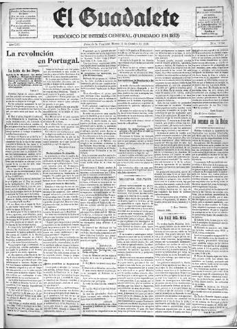 'El Guadalete : periódico literario y de interés general' - Año LVI Número 17561 (11/10/1910)