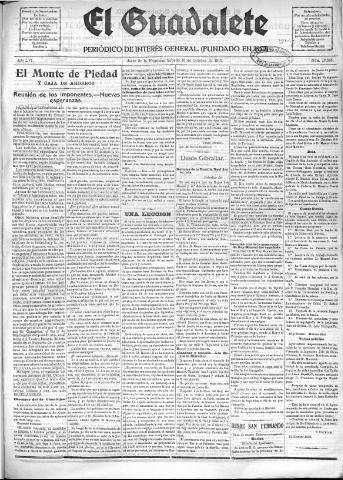 'El Guadalete : periódico literario y de interés general' - Año LVI Número 17565 (15/10/1910)