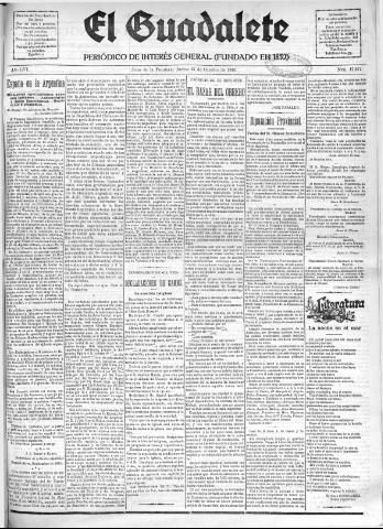 'El Guadalete : periódico literario y de interés general' - Año LVI Número 17577 (27/10/1910)