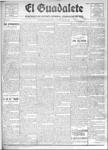 'El Guadalete : periódico literario y de interés general' - Año LVI Número 17582 (01/11/1910)