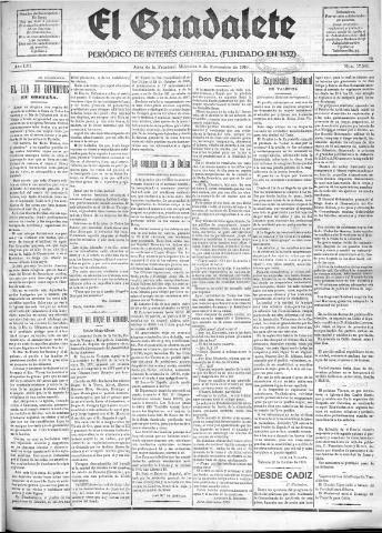 'El Guadalete : periódico literario y de interés general' - Año LVI Número 17583 (02/11/1910)