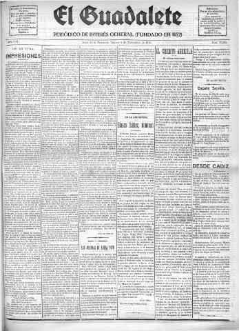 'El Guadalete : periódico literario y de interés general' - Año LVI Número 17585 (04/11/1910)