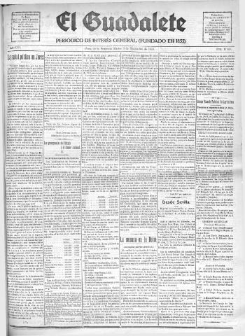 'El Guadalete : periódico literario y de interés general' - Año LVI Número 17589 (08/11/1910)