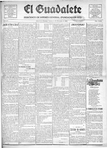 'El Guadalete : periódico literario y de interés general' - Año LVI Número 17592 (11/11/1910)