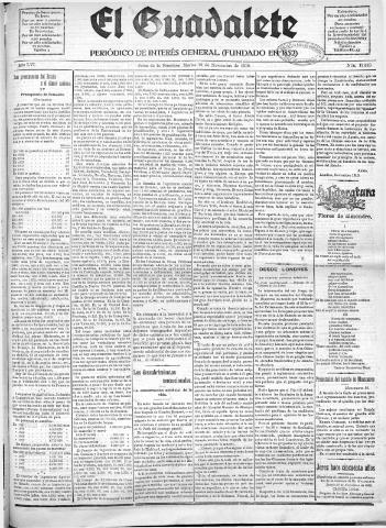 'El Guadalete : periódico literario y de interés general' - Año LVI Número 17610 (29/11/1910)