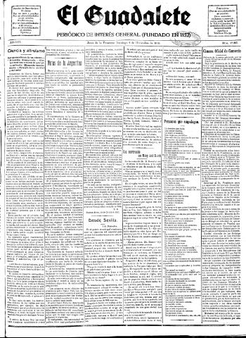 'El Guadalete : periódico literario y de interés general' - Año LVI Número 17615 (04/12/1910)