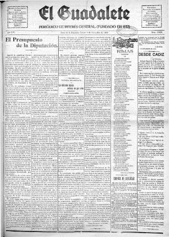'El Guadalete : periódico literario y de interés general' - Año LVI Número 17619 (08/12/1910)