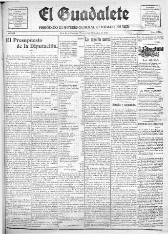 'El Guadalete : periódico literario y de interés general' - Año LVI Número 17620 (09/12/1910)