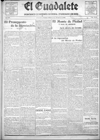'El Guadalete : periódico literario y de interés general' - Año LVI Número 17621 (10/12/1910)