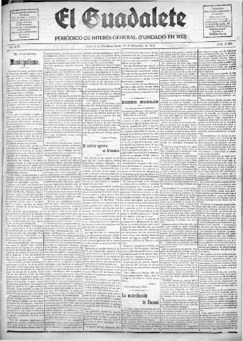 'El Guadalete : periódico literario y de interés general' - Año LVI Número 17623 (12/12/1910)