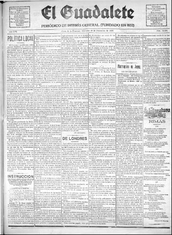 'El Guadalete : periódico literario y de interés general' - Año LVI Número 17638 (28/12/1910)