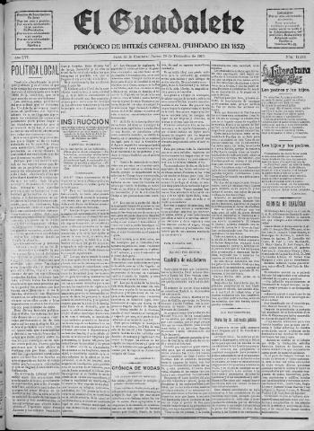 'El Guadalete : periódico literario y de interés general' - Año LVI Número 17639 (29/12/1910)