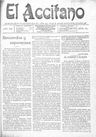 'El accitano: periódico científico, literario y de intereses generales de Guadix y su partido' - Año XX Número 891 (08/01/1910)
