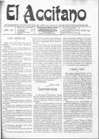 'El accitano: periódico científico, literario y de intereses generales de Guadix y su partido' - Año XX Número 895 (05/02/1910)