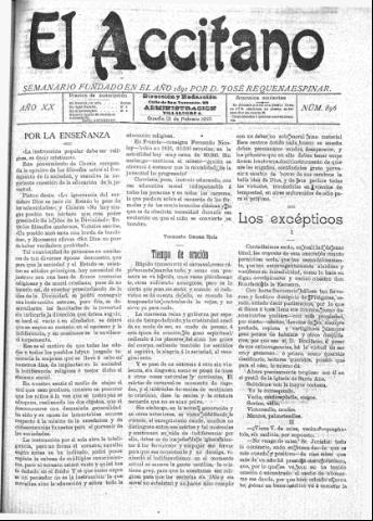 'El accitano: periódico científico, literario y de intereses generales de Guadix y su partido' - Año XX Número 896 (12/02/1910)