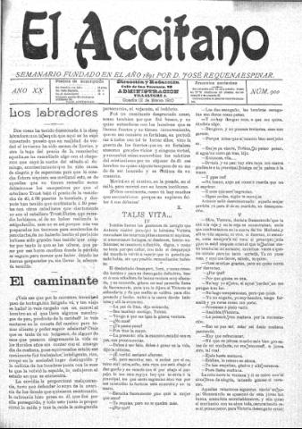 'El accitano: periódico científico, literario y de intereses generales de Guadix y su partido' - Año XX Número 900 (12/03/1910)