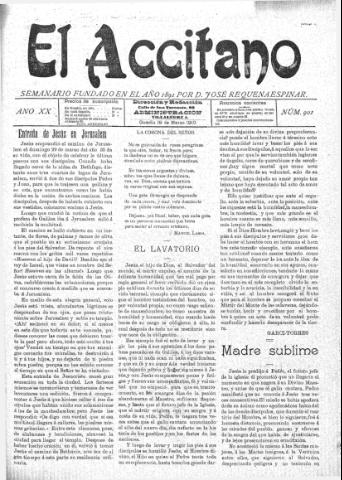 'El accitano: periódico científico, literario y de intereses generales de Guadix y su partido' - Año XX Número 901 (19/03/1910)