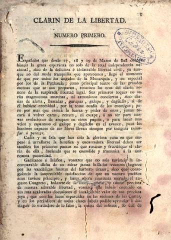 'Clarín de la libertad' - Número Primero - 23 noviembre 1813