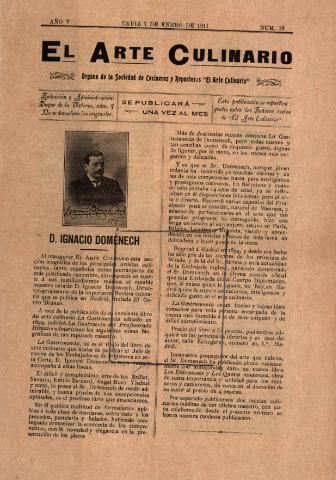'El Arte culinario' - Año V Número 18  - 7 enero 1911