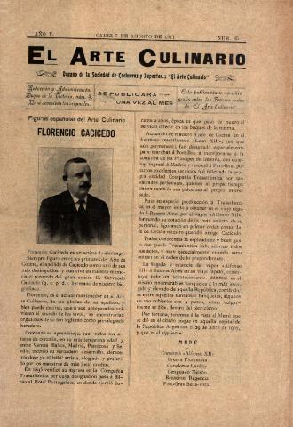 'El Arte culinario' - Año V Número 25  - 7 agosto 1911