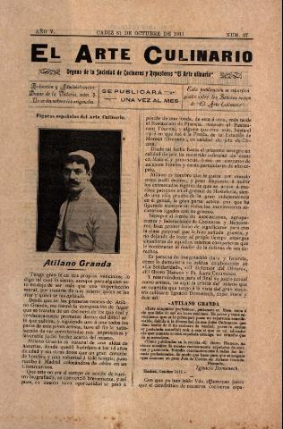'El Arte culinario' - Año V Número 27  - 31 octubre 1911