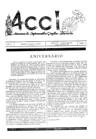 'Acci  : seminario informativo grafico - literario' - Año I Número 13  - 1955 junio 4