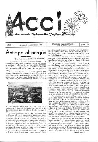 'Acci  : seminario informativo grafico - literario' - Año I Número 26  - 1955 septiembre 3