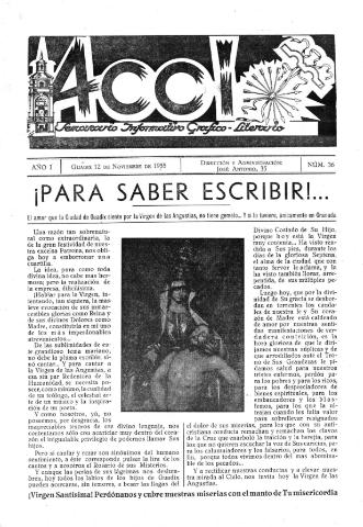 'Acci  : seminario informativo grafico - literario' - Año I Número 36  - 1955 noviembre 12