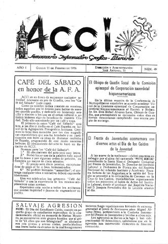 'Acci  : seminario informativo grafico - literario' - Año I Número 49  - 1956 febrero 11