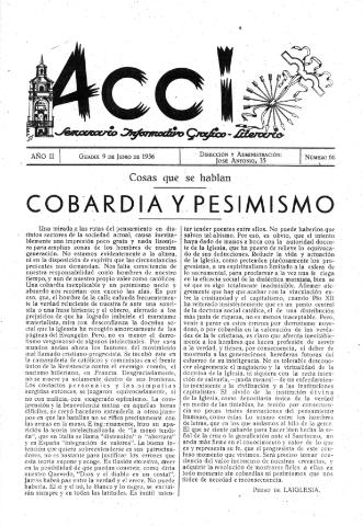 'Acci  : seminario informativo grafico - literario' - Año II Número 66  - 1956 junio 9