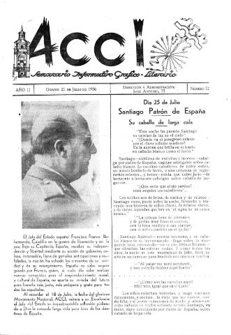 'Acci  : seminario informativo grafico - literario' - Año II Número 72  - 1956 julio 21