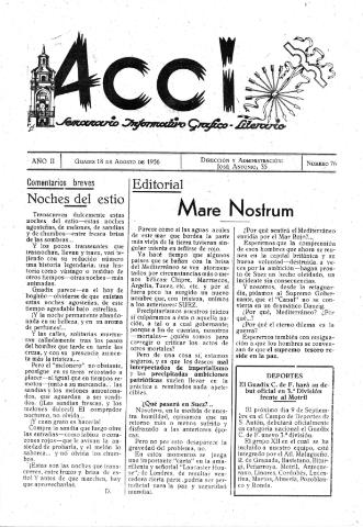 'Acci  : seminario informativo grafico - literario' - Año II Número 76  - 1956 agosto 18