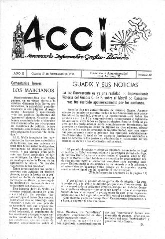 'Acci  : seminario informativo grafico - literario' - Año II Número 80  - 1956 septiembre 15