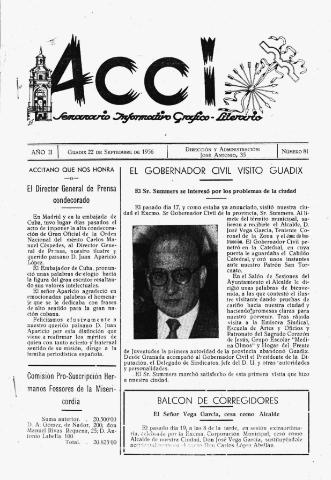 'Acci  : seminario informativo grafico - literario' - Año II Número 81  - 1956 septiembre 22