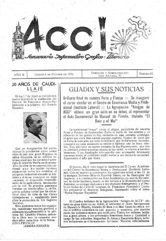 'Acci  : seminario informativo grafico - literario' - Año II Número 83  - 1956 octubre 6