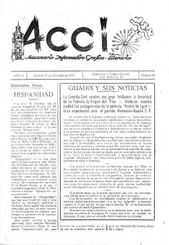 'Acci  : seminario informativo grafico - literario' - Año II Número 84  - 1956 octubre 13