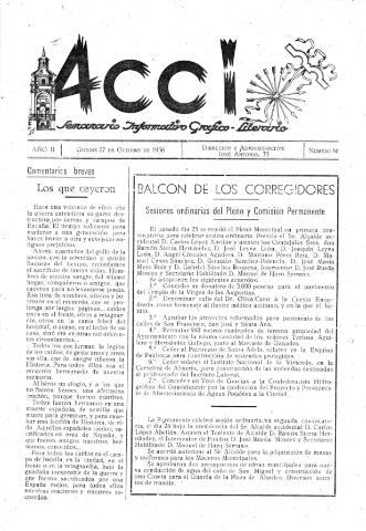 'Acci  : seminario informativo grafico - literario' - Año II Número 86  - 1956 octubre 27